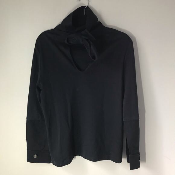 Cos small black high neck tie in the back long sleeve keyhole back top - Picture 1 of 9